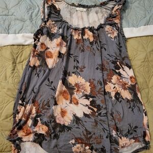 Gray Floral Tank